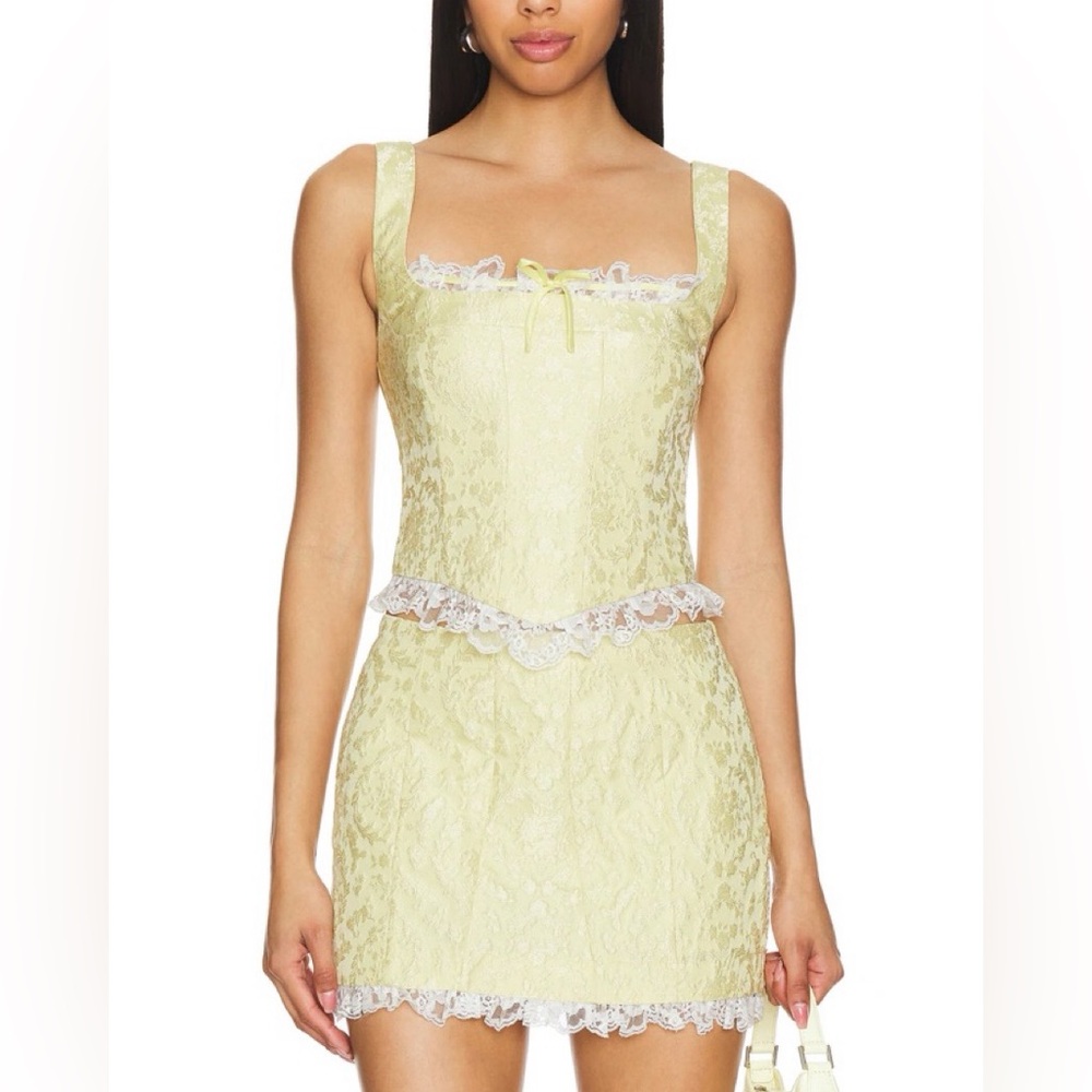 Majorelle Jalan bustier top and skort in butter yellow